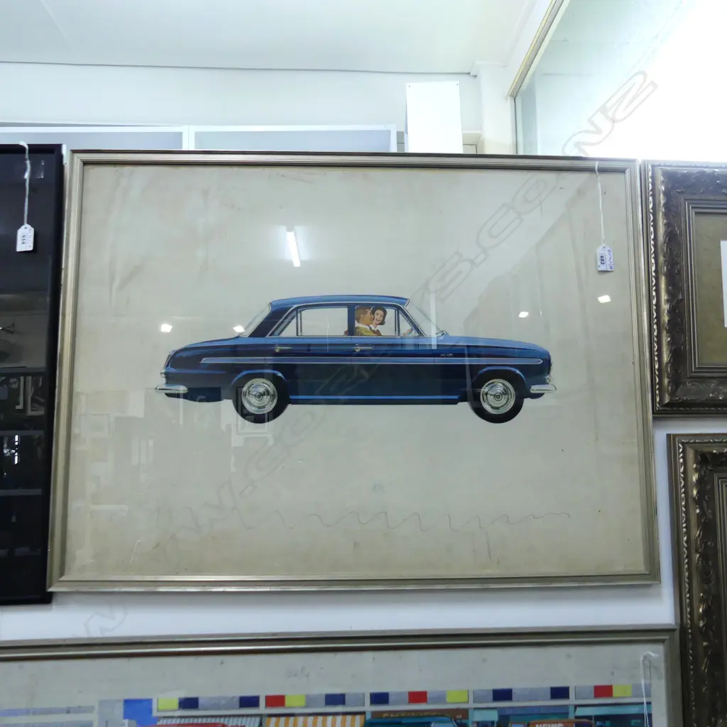 ORIGINAL GOUACHE ON PAPER AUTOMOBILE ILLUSTRATION FOR CAR MAGAZINE; 1960S VAUXHALL VICTOR 535x740mm Image 1++