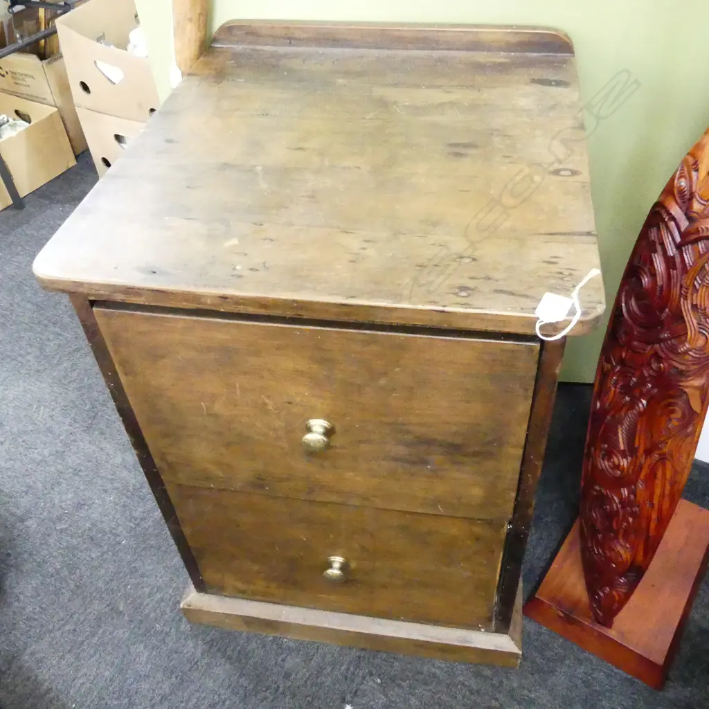 WOODEN ANTIQUE STYLE 2 DRAWER FILING CABINET 540x570x755mm Image 1++