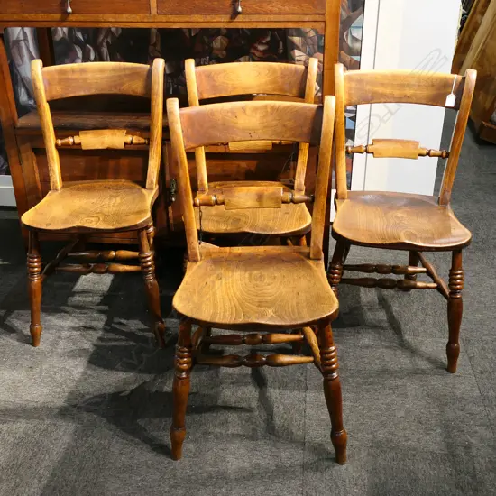 SET OF FOUR COLONIAL SPADE BACK CHAIRS