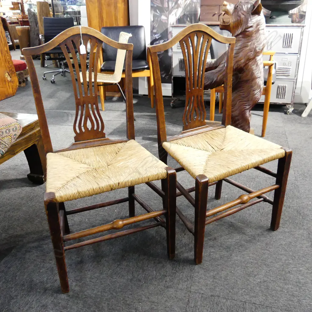 PR ANTIQUE DINING CHAIRS - RUSH SEATS Image 1++