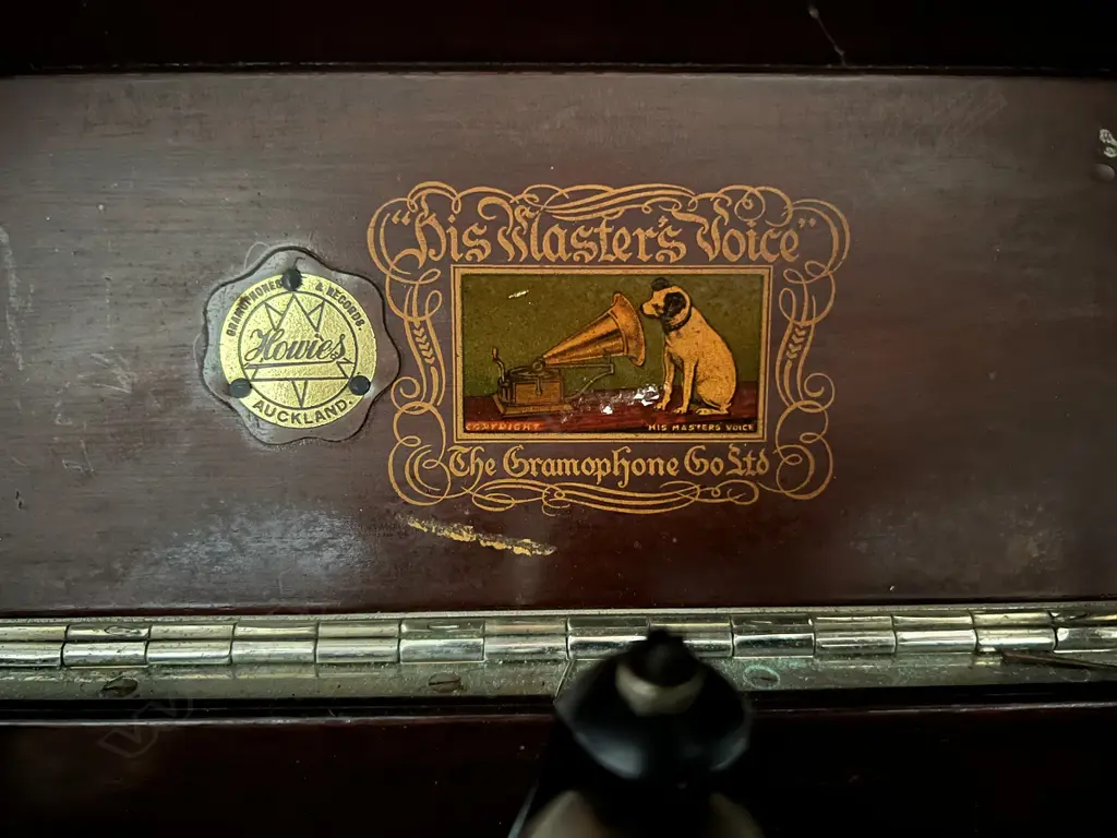 **RTV** VINTAGE HMV GRAMOPHONE 490x390x340mm with history see below.... Image 1++