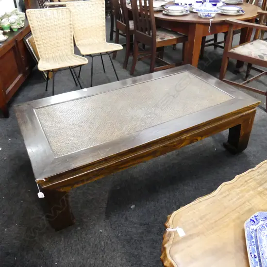 ORIENTAL COFFEE TABLE - WOVEN RATTAN TOP 1420x760x430mm