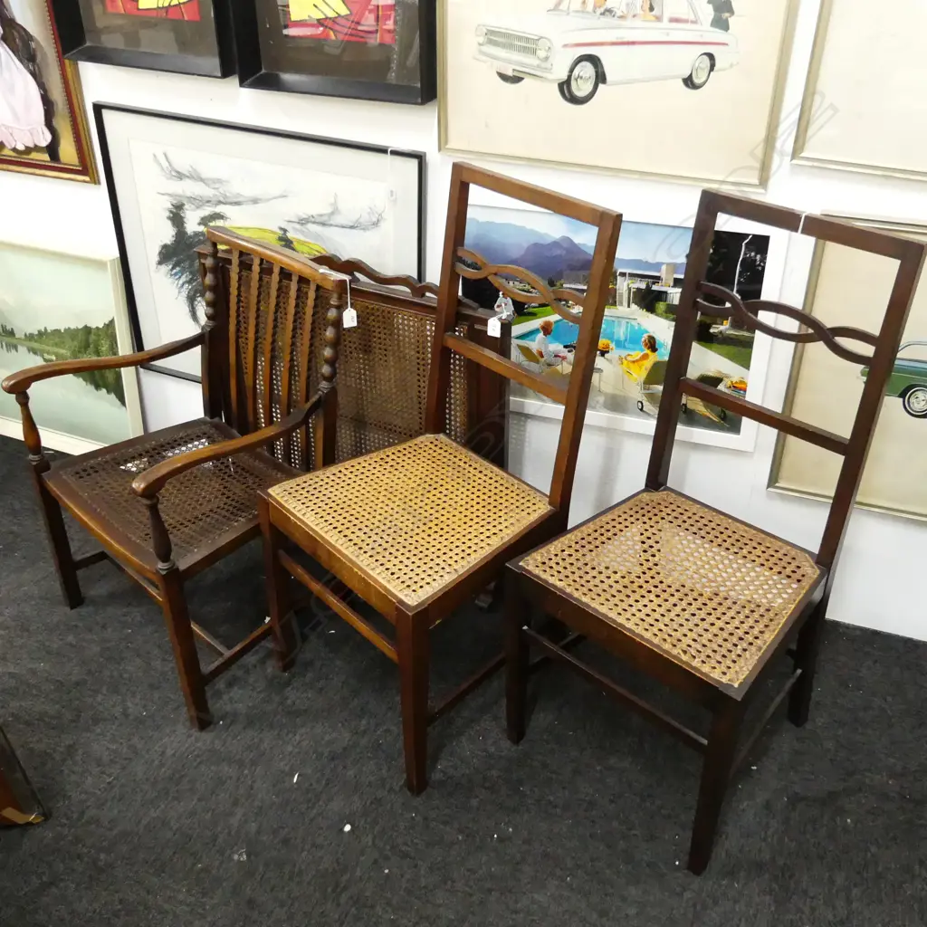 3 CHAIRS w. CANED SEATS (PR + 1) + FIRE SCREEN W.740mm Image 1++