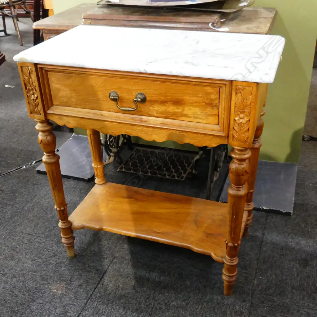 MARBLE TOPPED SIDE TABLE  Image 1++