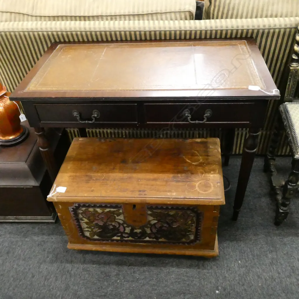 MAHOGANY LEATHER TOPPED DESK 900x490x730mm Image 1++
