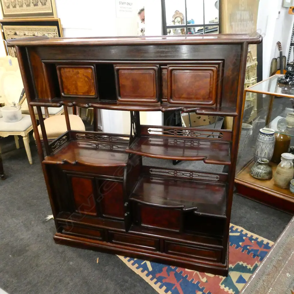 ORIENTAL ROSEWOOD DISPLAY STAND 1220x355x1315mm Image 1++