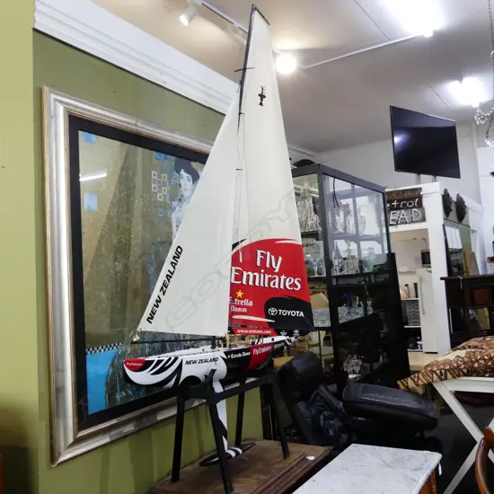 NZ AMERICAS CUP YACHT MODEL ON STAND H.1740mm