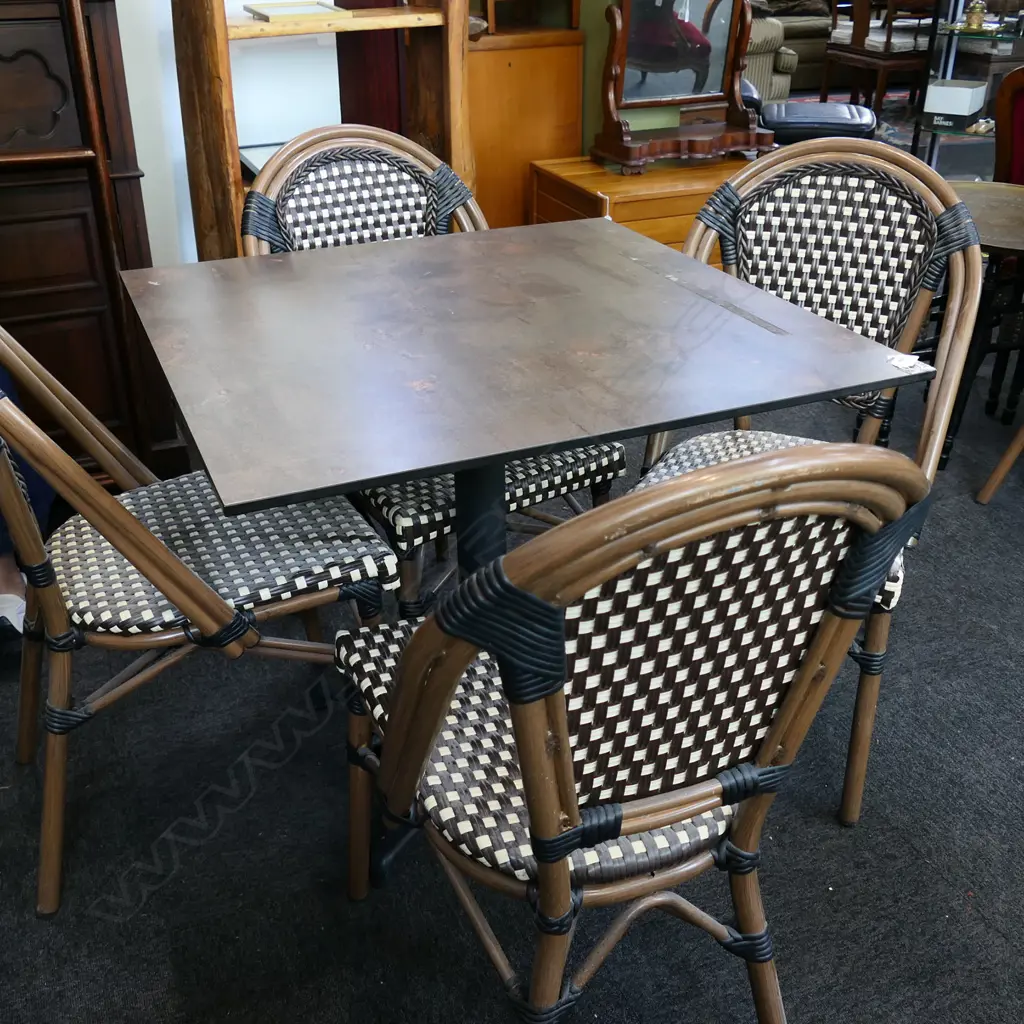 CAFE TABLE & 4 BISTRO CHAIRS 790x790x705mm Image 1++