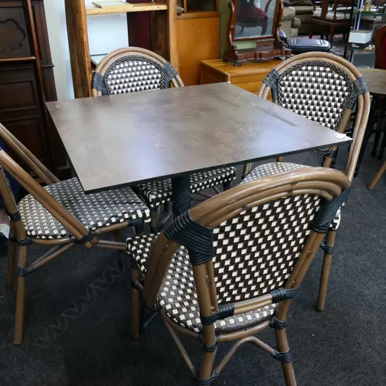 CAFE TABLE & 4 BISTRO CHAIRS 790x790x705mm