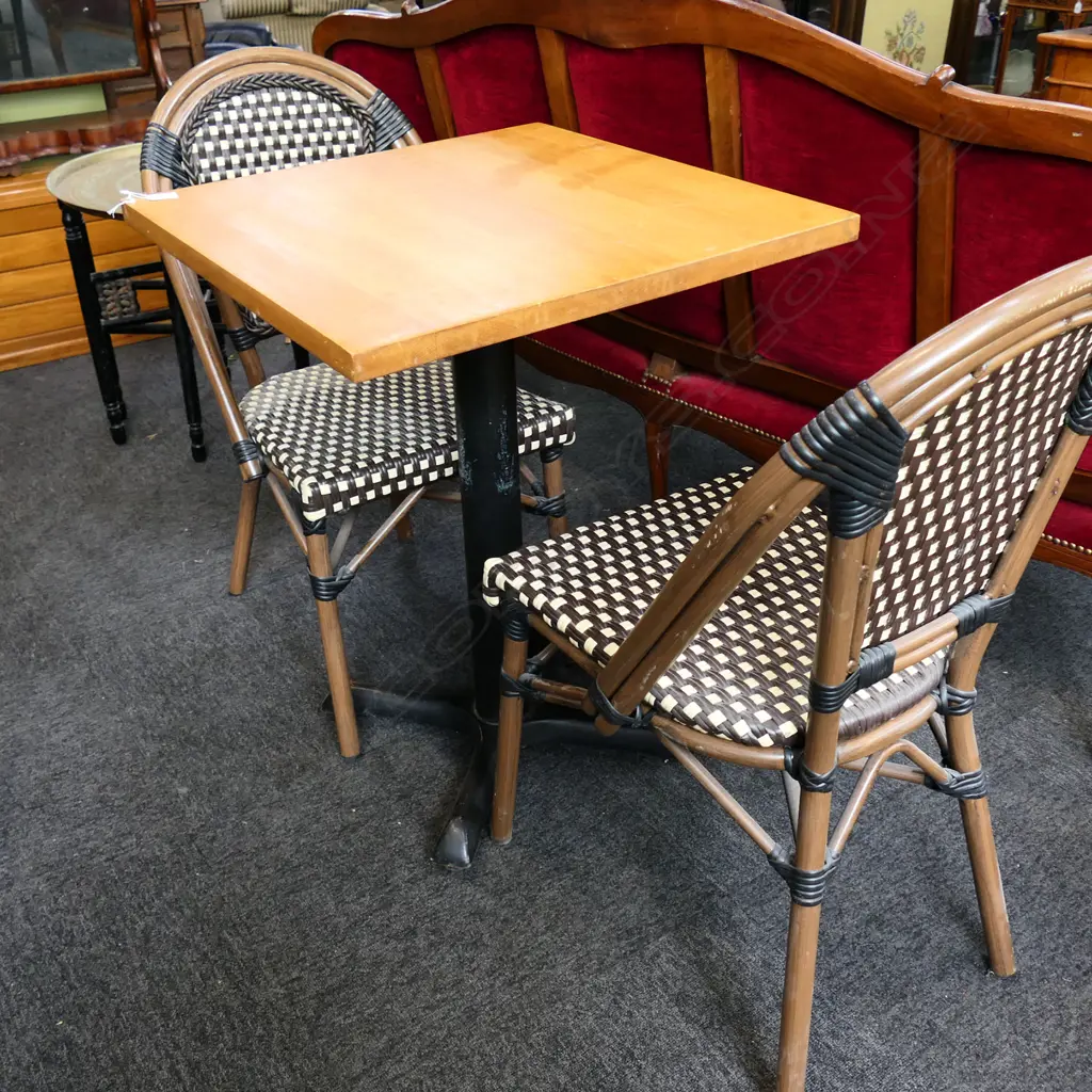 CAFE TABLE & 2 BISTRO CHAIRS 600x600x775mm Image 1++