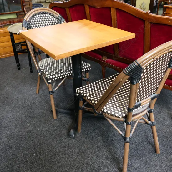 CAFE TABLE & 2 BISTRO CHAIRS 600x600x775mm