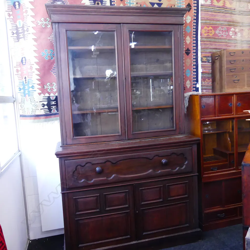 AUSTRALIAN CEDAR BOOKCASE SECRETAIRE Image 1++