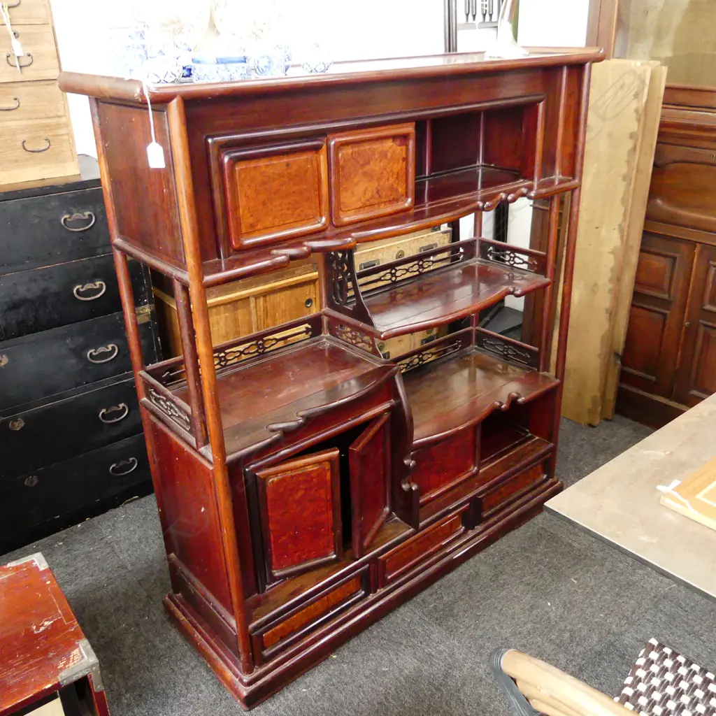 ORIENTAL ROSEWOOD DISPLAY STAND 1220x355x1315mm Image 1++