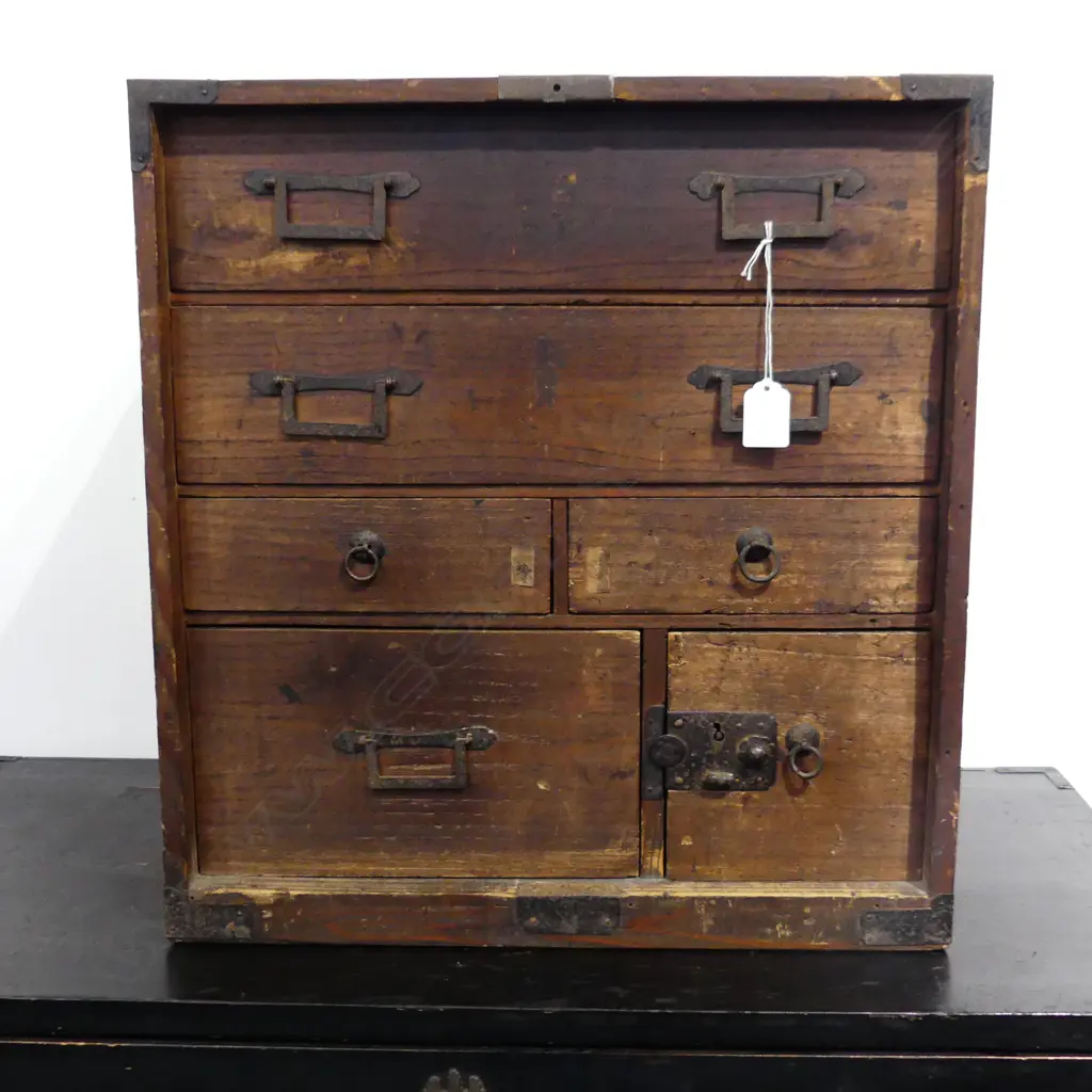 OLD JAPANESE COLLECTOR'S/BEDSIDE CABINET. FIVE DRAWER 485X550mm Image 1++