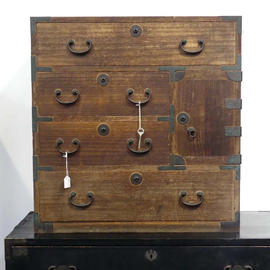 OLD JAPANESE COLLECTOR'S/BEDSIDE CABINET. FOUR DRAWER. 645X670mm Image 1++