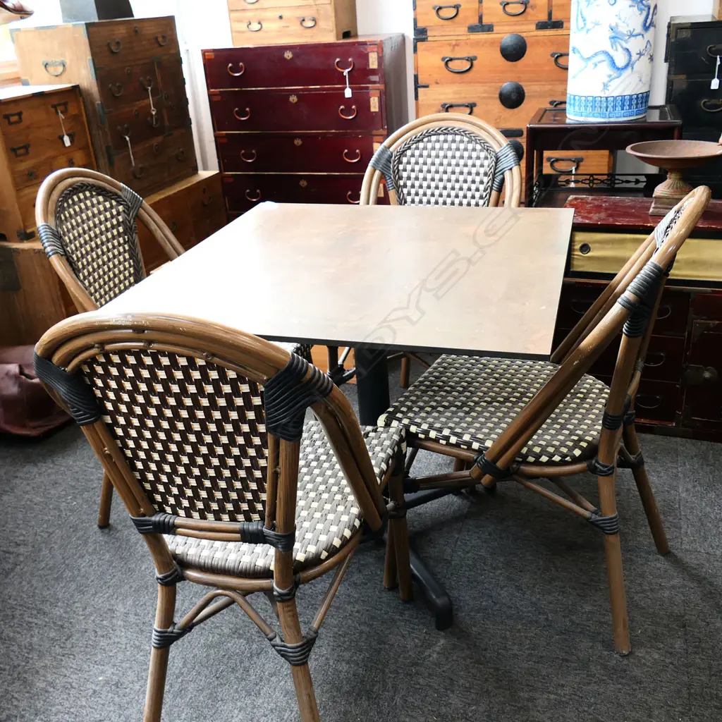 CAFE TABLE & 4 BISTRO CHAIRS 790x790x705mm Image 1++