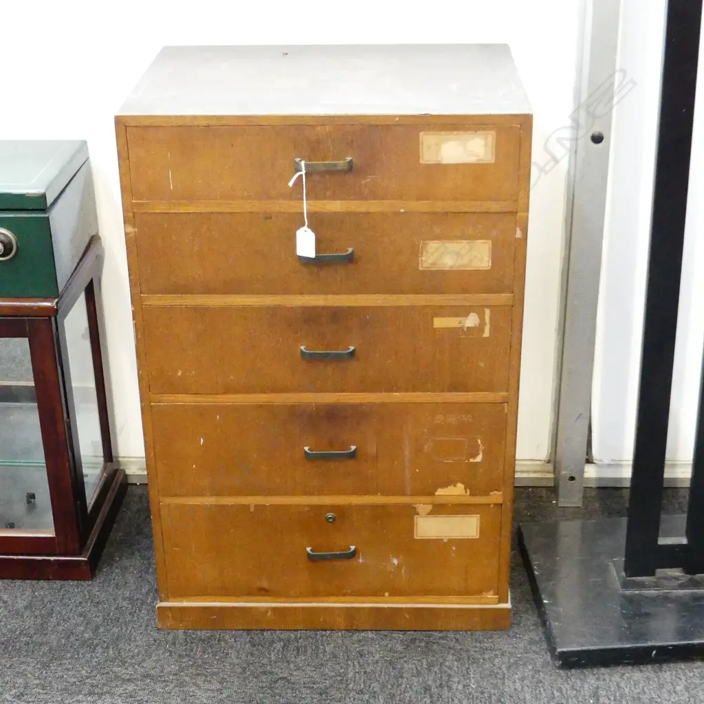 OLD JAPANESE TANSU CHEST. FIVE FULL WIDTH DRAWERS. 480X470mm Image 1++