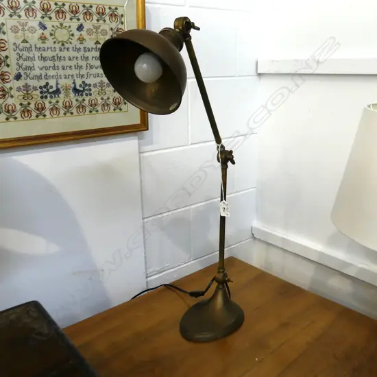 2 BRASS LAMPS ONE STANDARD (REPAIR REQUIRED) H. 1230 &TABLE EXTENDED HEIGHT 800mm