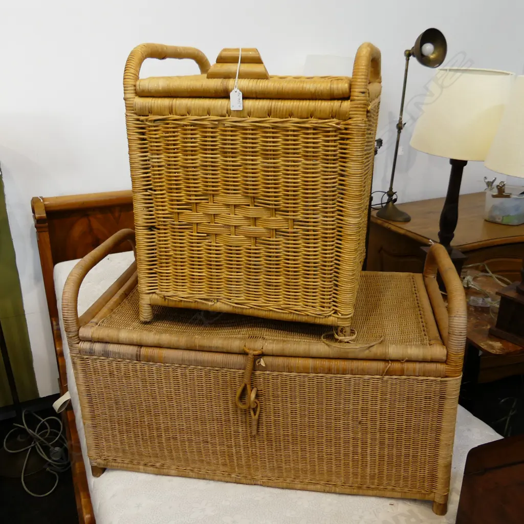  2 WOVEN CANE CHESTS  Image 1++