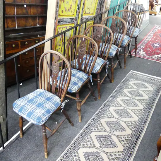 6 VINTAGE WHEEL BACK CHAIRS - BORER