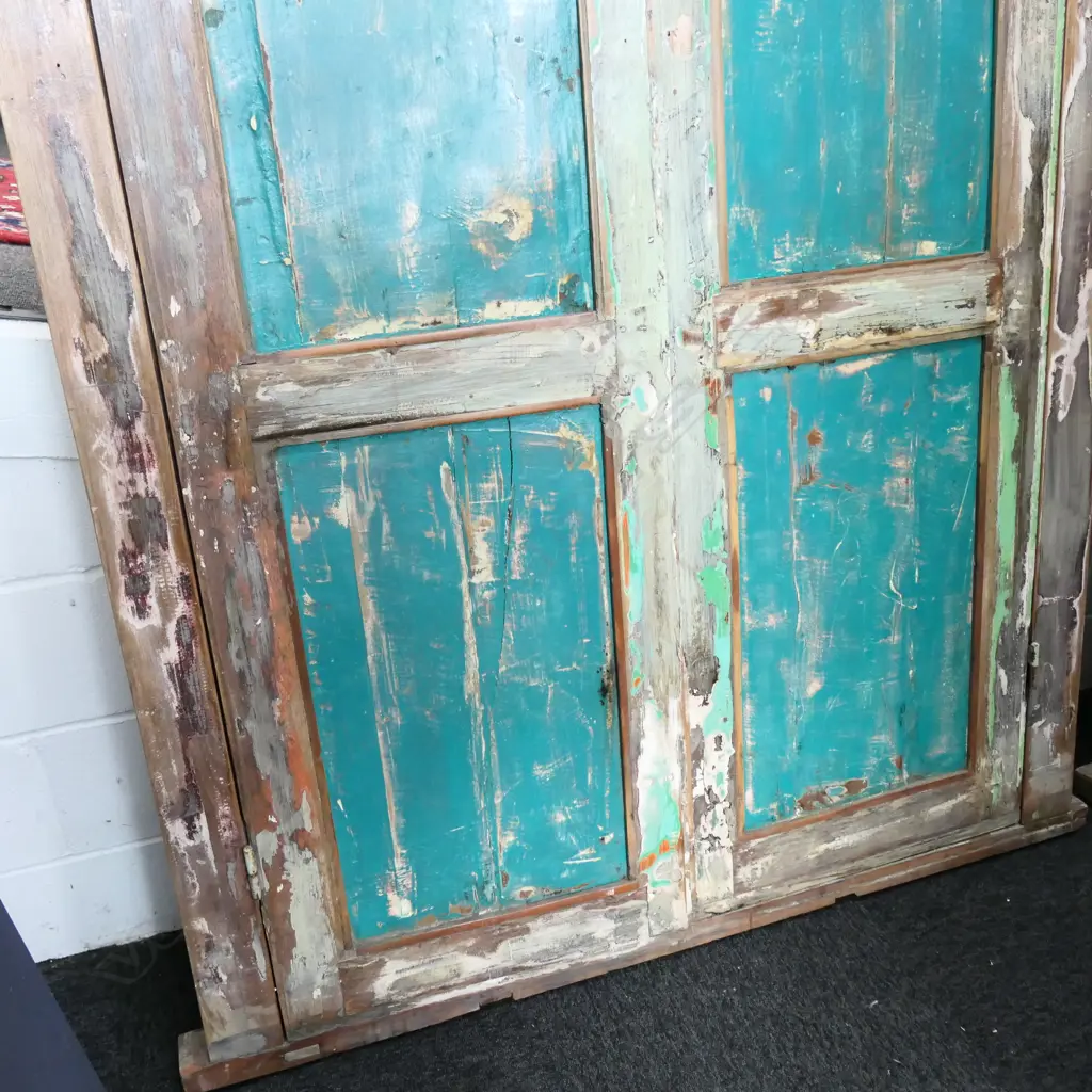 LG INDONESIAN PAINTED TEAL WOODEN DOOR 2620x1250mm Image 1++
