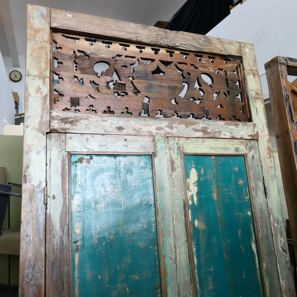 LG INDONESIAN PAINTED TEAL WOODEN DOOR 2620x1250mm Image 1++