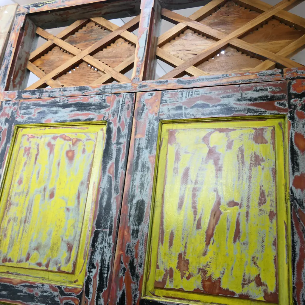 LG INDONESIAN PAINTED YELLOW WOODEN DOOR 2530x1245mm Image 1++