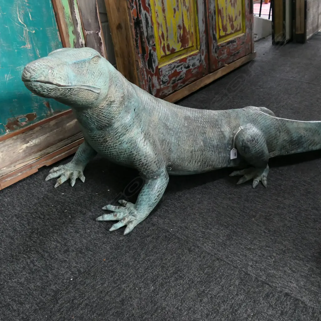 LARGE BRONZE KOMODO DRAGON L.1800mm H.470mm Image 1++