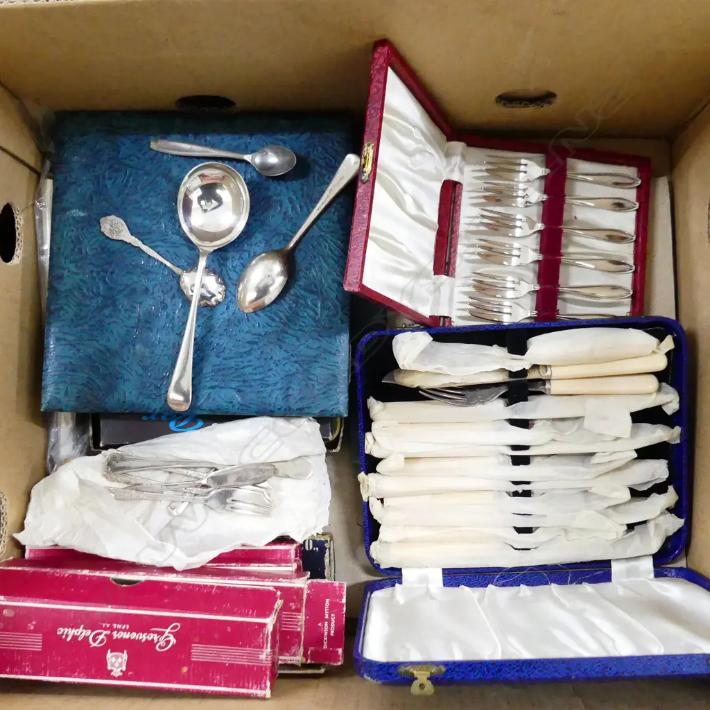 ELEVEN ASSORTED BOXED CUTLERY SETS + COASTERS  ETC; Image 1++