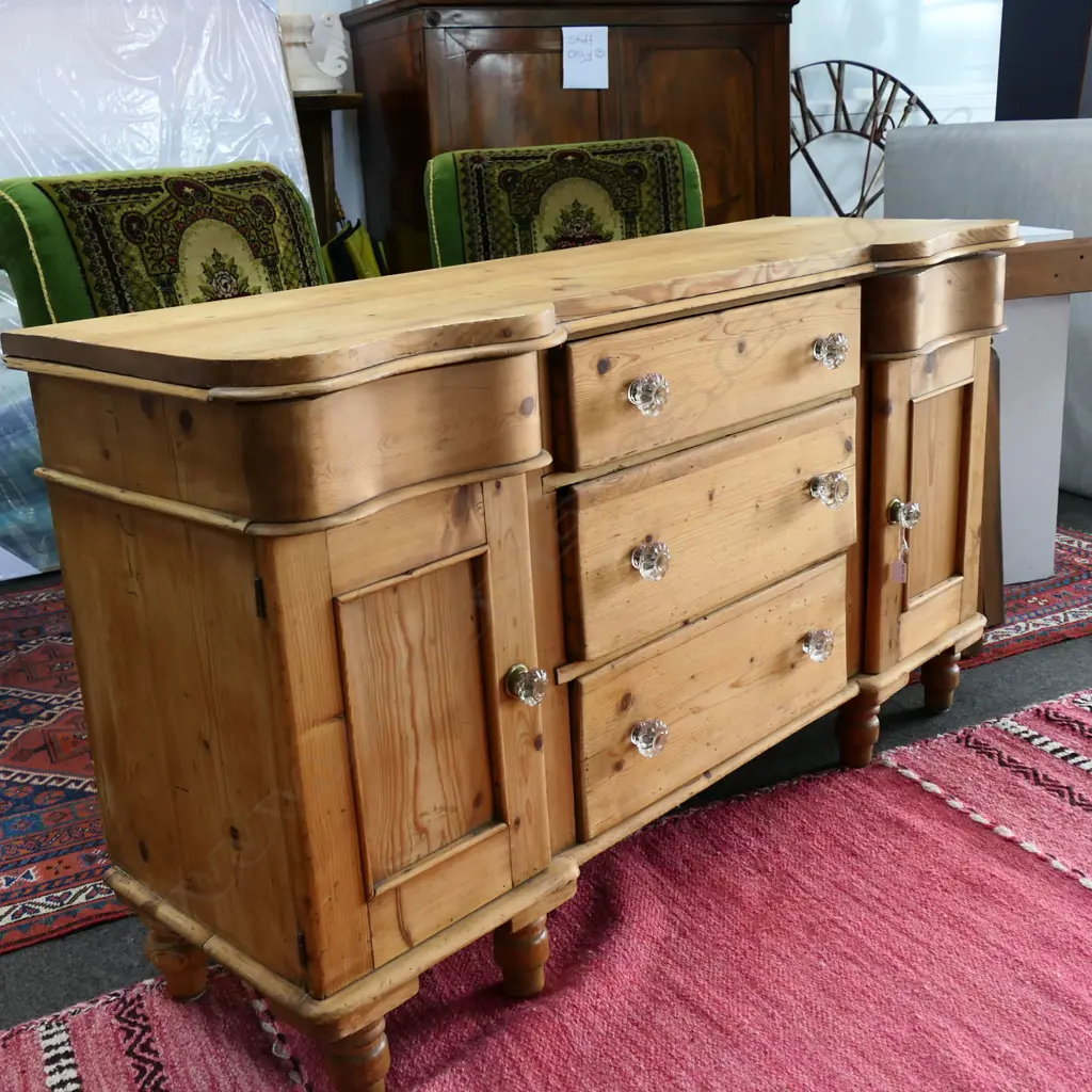VICT PINE DRESSER BASE W GLASS KNOBS 1450mm x 500mm x 830mm Image 1++