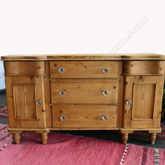 VICT PINE DRESSER BASE W GLASS KNOBS 1450mm x 500mm x 830mm