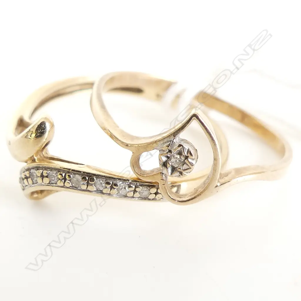 2 9CT DIAMOND RINGS 2.4 GRAMS Image 1++