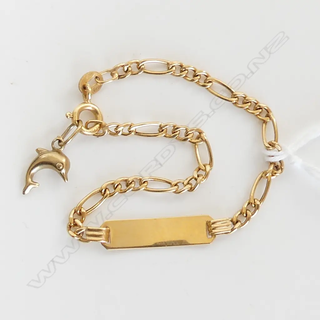 9CT CHAIN w. DOLPHIN CHARM 2.1 GRAMS Image 1++