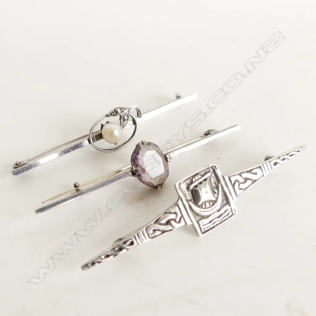 3 STG SILVER BAR BROOCHES 10 GRAMS Image 1++