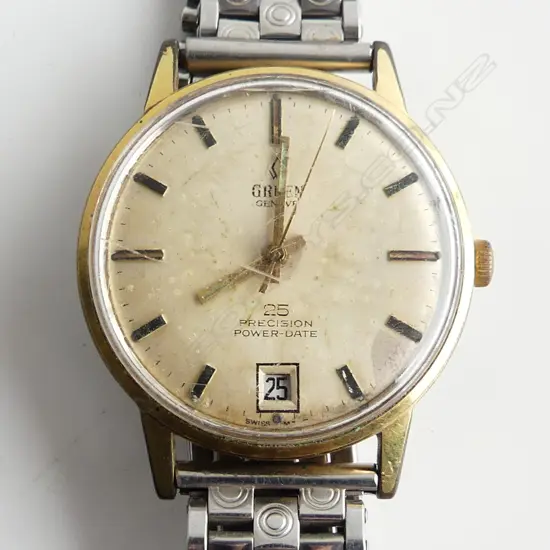 VINTAGE GRUEN MENS WATCH, WITH DATE, WORKING