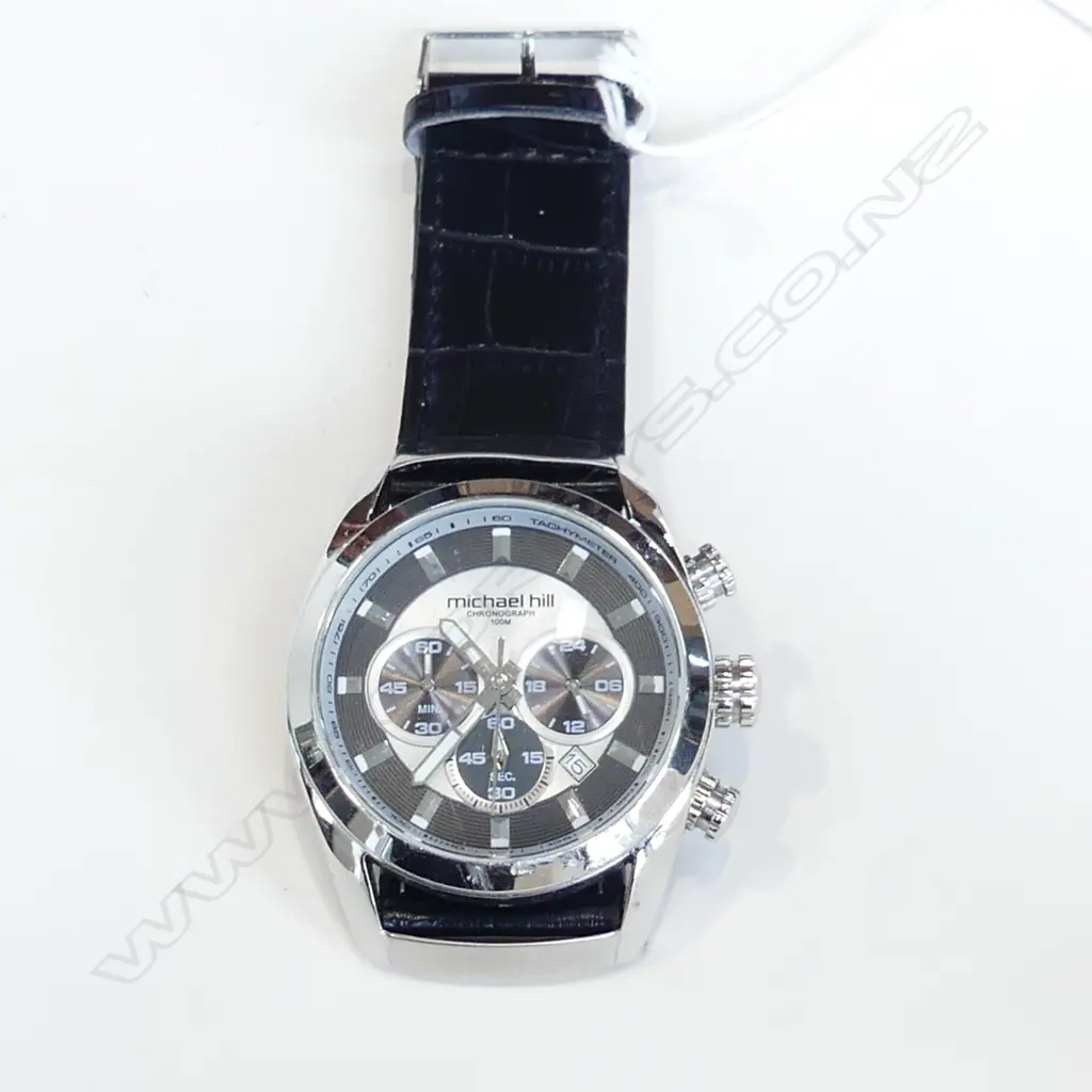 MICHAEL HILL CHRONOGRAPH MENS WATCH, NEW BATTERY  Image 1++