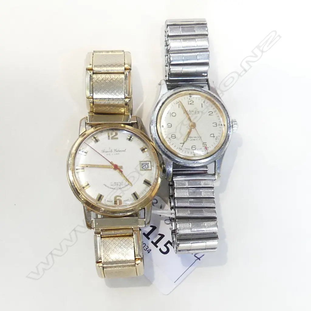 2 VINTAGE MENS WATCHES; AUTOMATIC AUGUST BELMONT, ROAMER  Image 1++