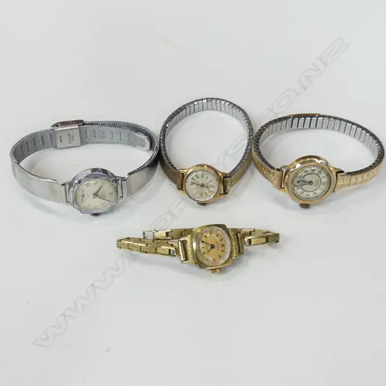 4 VINTAGE TITAN LADIES WATCHES, AS IS