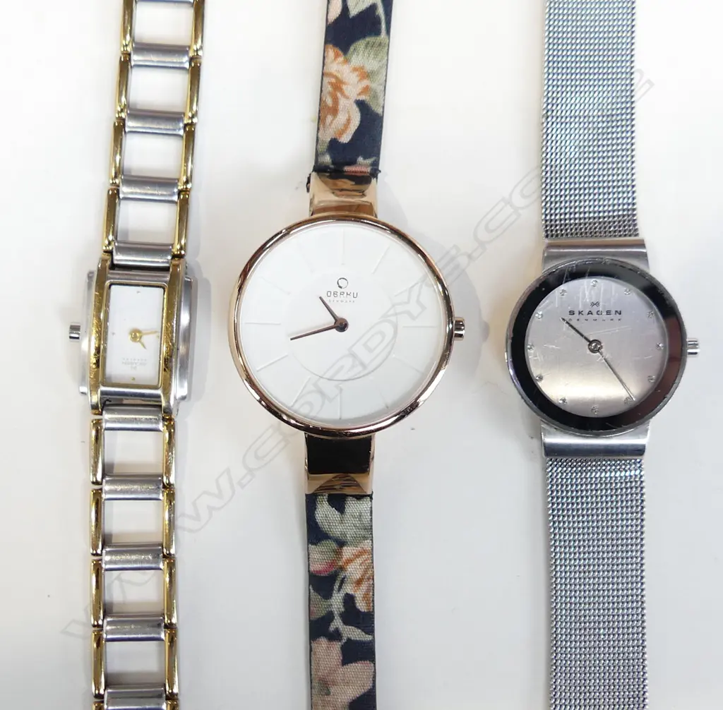 3 LADIES DANISH WATCHES, OBAHU & 2 SKAGEN, NEW BATTERIES Image 1++
