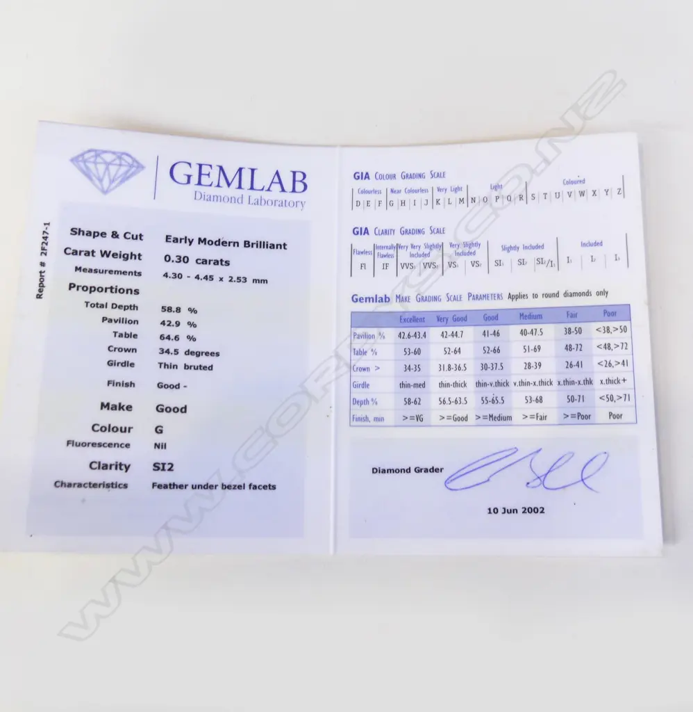 DIAMOND 0.30ct. GOOD, 'G' COLOUR.CLARITY SI2. COMES WITH GEMLAB REPORT Image 1++