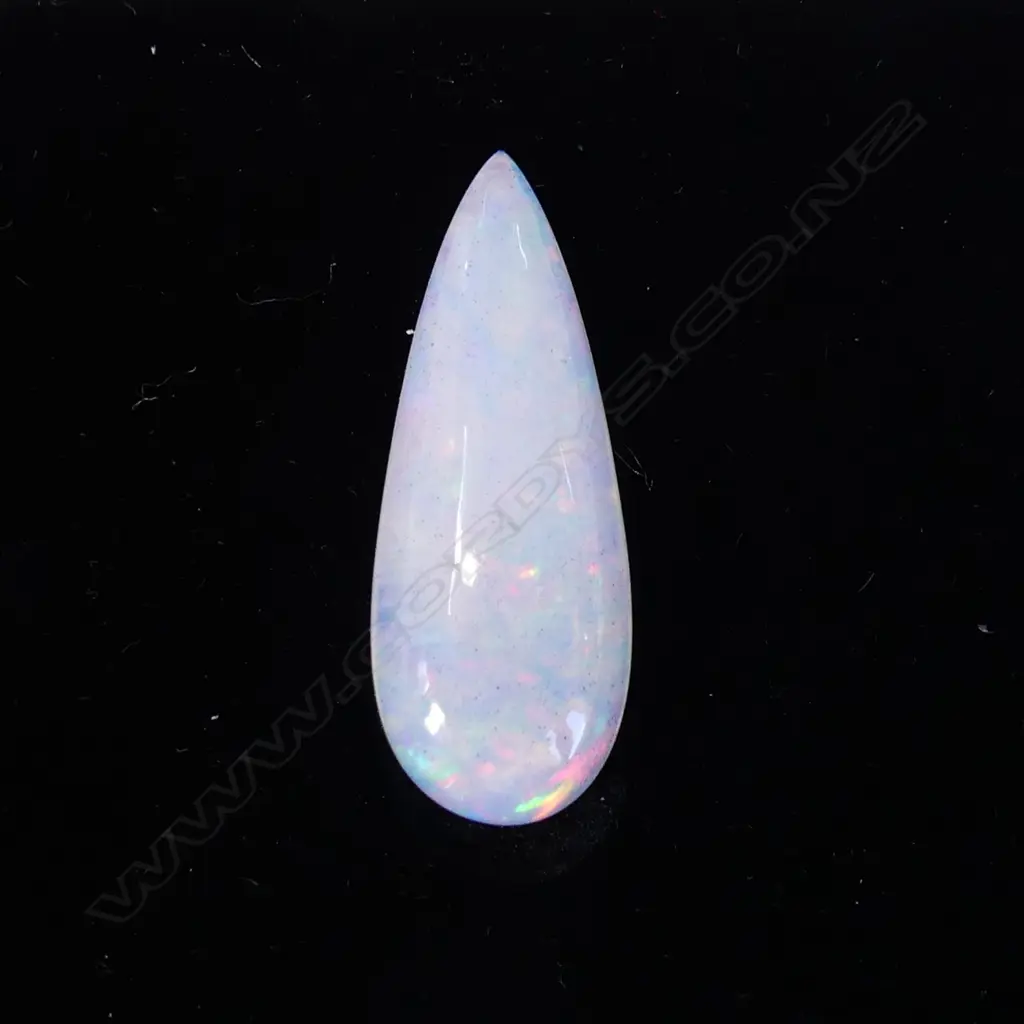 OPAL PEAR CABOCHON, 7CT, WHITE WITH PLAY OF COLOUR, WITH AIG CERT. Image 1++