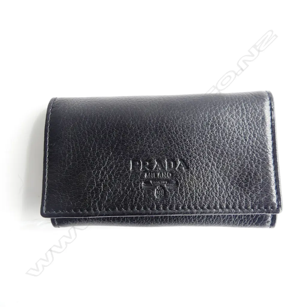 PRADA leather folder type KEY RING w warranty card in original box Image 1++