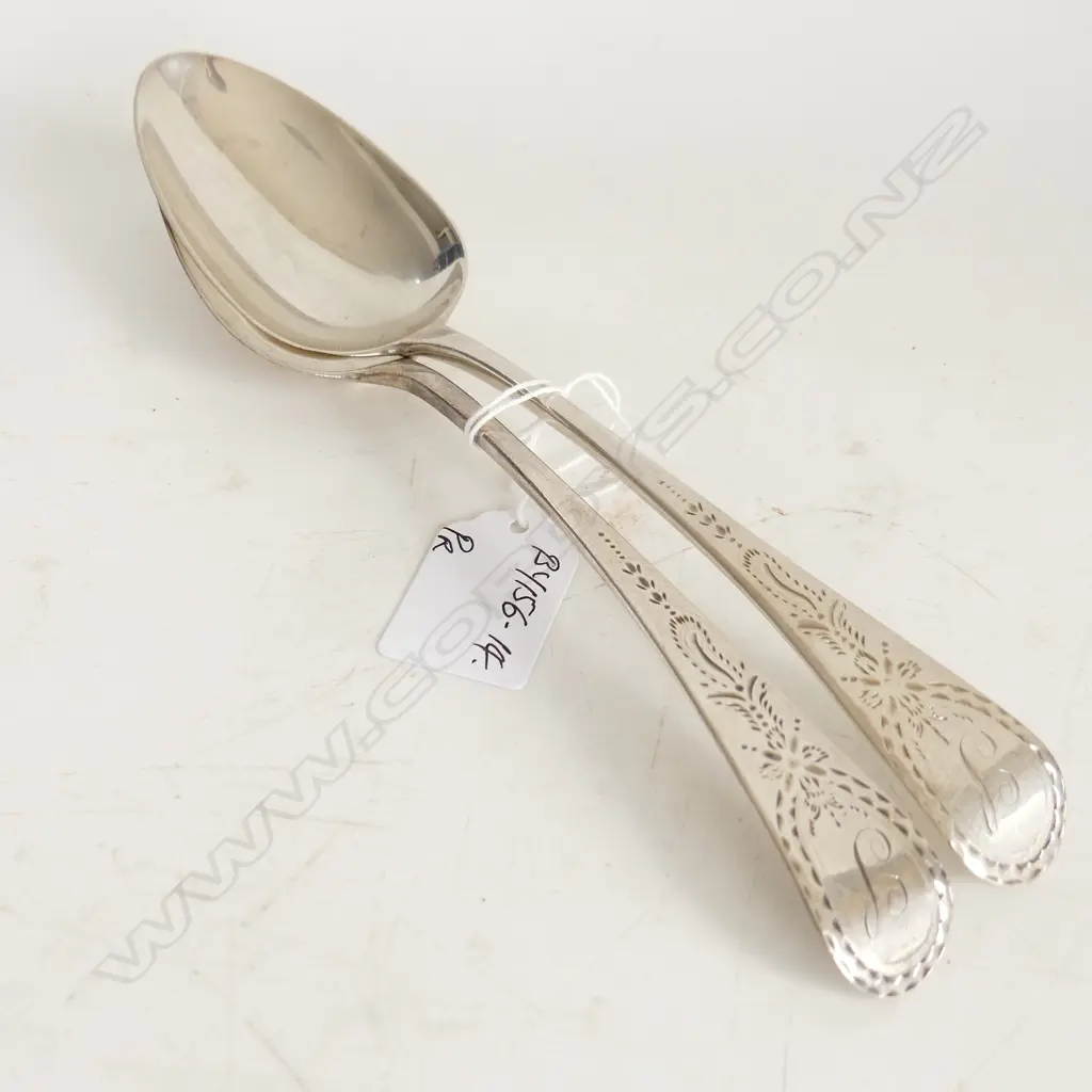 PR GEORGE III SILVER SERVING SPOONS engraved London 1800 133gms  Image 1++