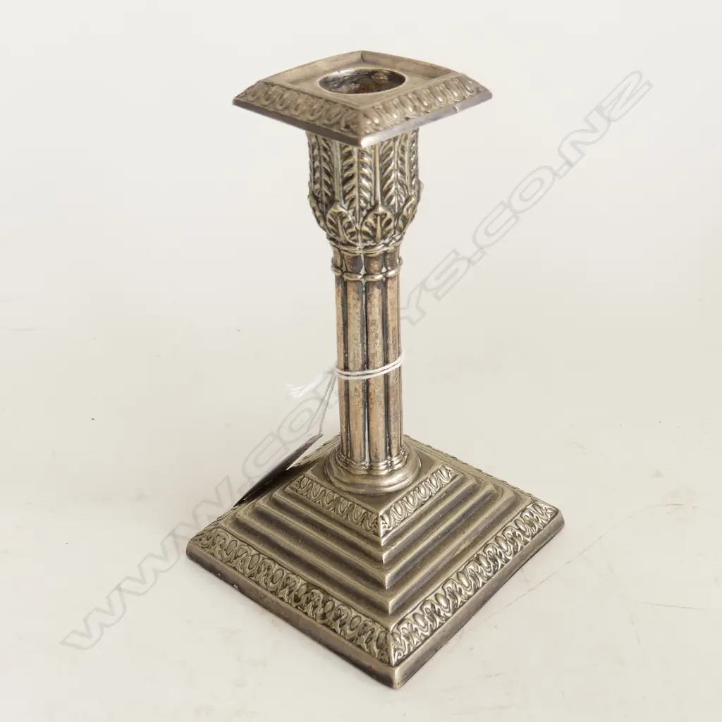 SILVER PLATE CLASSICAL COLUMN CANDLESTICK early 20thC H.145mm Image 1++