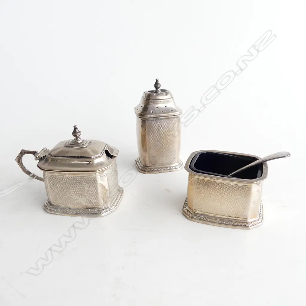 3 PC S/SILVER CONDIMENT SET SILVER WEIGHT 77GRMS Image 1++