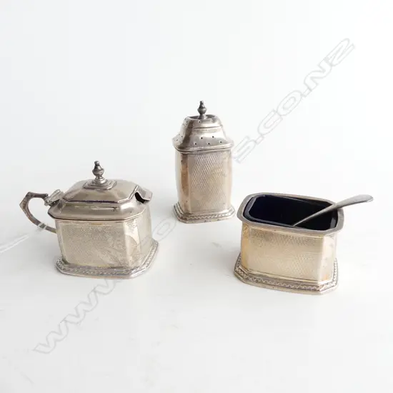 3 PC S/SILVER CONDIMENT SET SILVER WEIGHT 77GRMS