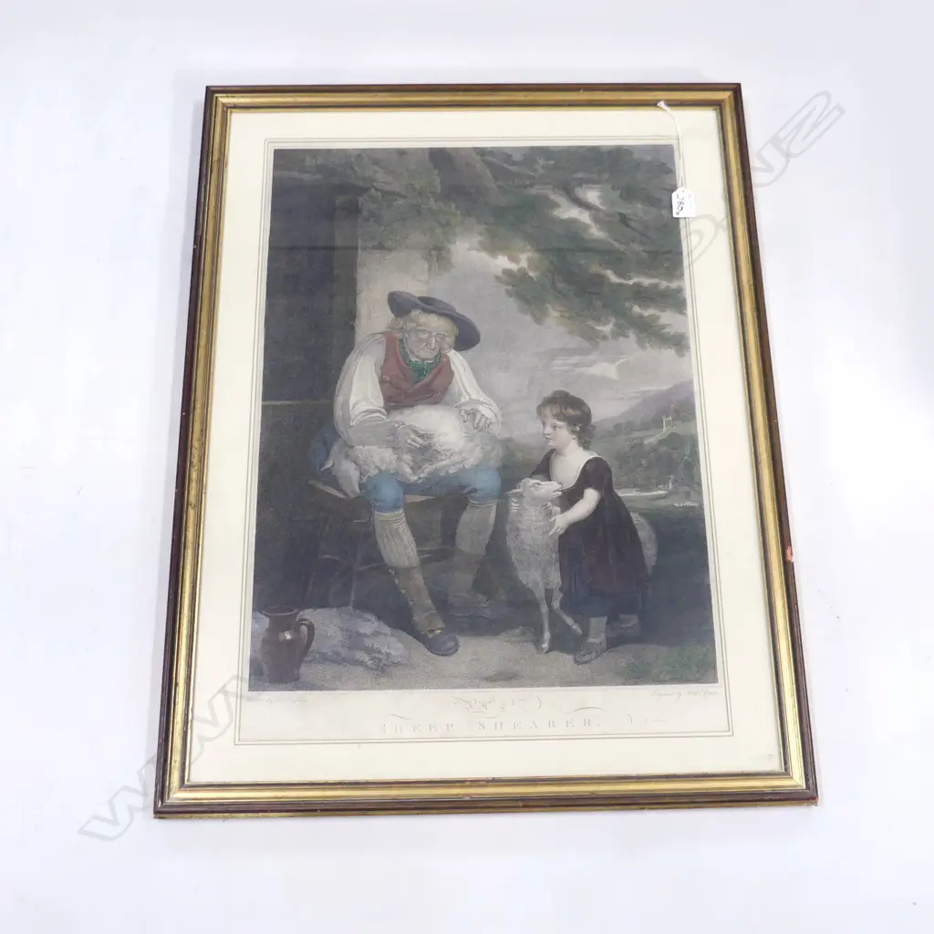 ANTHONY CARDON (1772-1813) 'THE SHEARER' ORIG. H/COLOURED STIPPLE ENGRAVING 650x460mm  Image 1++