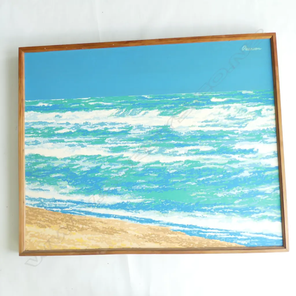 CHRIS PEARSON, BEACH SCENE, ACRYLIC ON BOARD, SIGNED, 755 X 600mm Image 1++