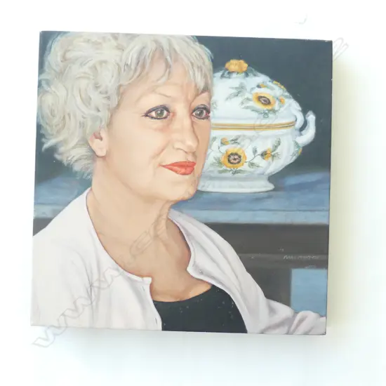 MARY McINTYRE (NZ b.1928), PORTRAIT OF NUJAZ MARTIN WILSON' OIL ON BOARD, 2006 380x380mm