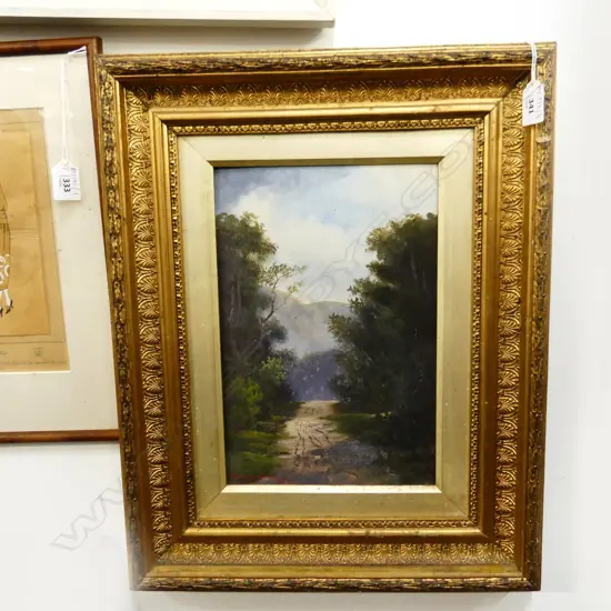 COLONIAL LANDSCAPE 'BLENHEIM ROAD' SIGNED H.T. 96 300x200mm OIL ON BOARD 